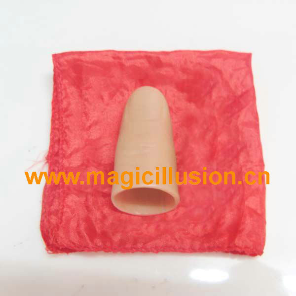 Vanishing thumb tip silk magic trick